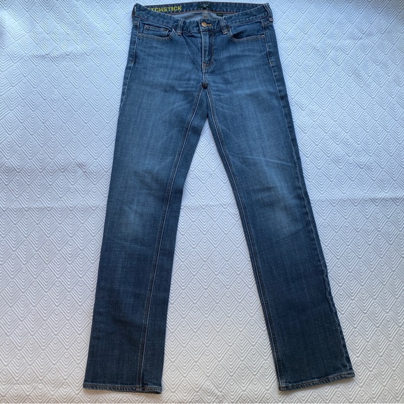 Jean femme J Crew Matchstick taille 28 court bleu foncé délavé jambe